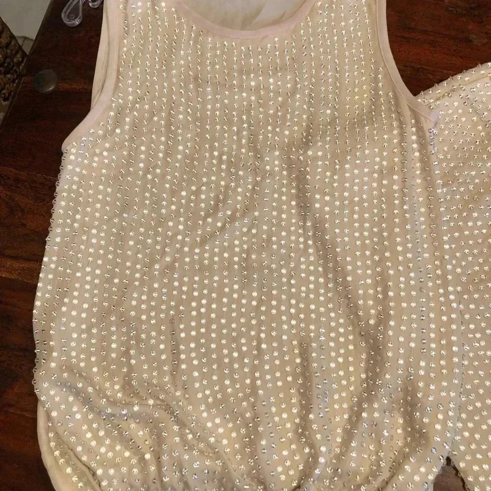 L’AGENCE Beaded Top & Mini Skirt Size Medium. Champagne color. So cute. - Picture 5 of 15